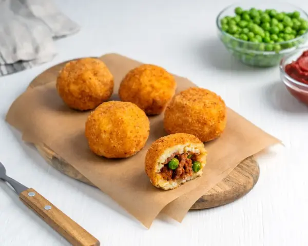 Arancini co to? Złociste kulki ryżowe z mięsem i groszkiem, chrupiące na zewnątrz, pyszne w środku.