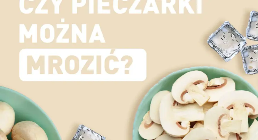 Czy pieczarki można mrozić? Na talerzu świeże pieczarki i kostki lodu.